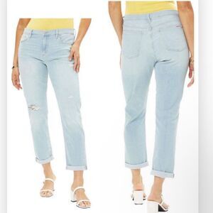 Hudson Womens Natalie Blue Light Wash Destroyed Denim Boyfriend Jeans NWT